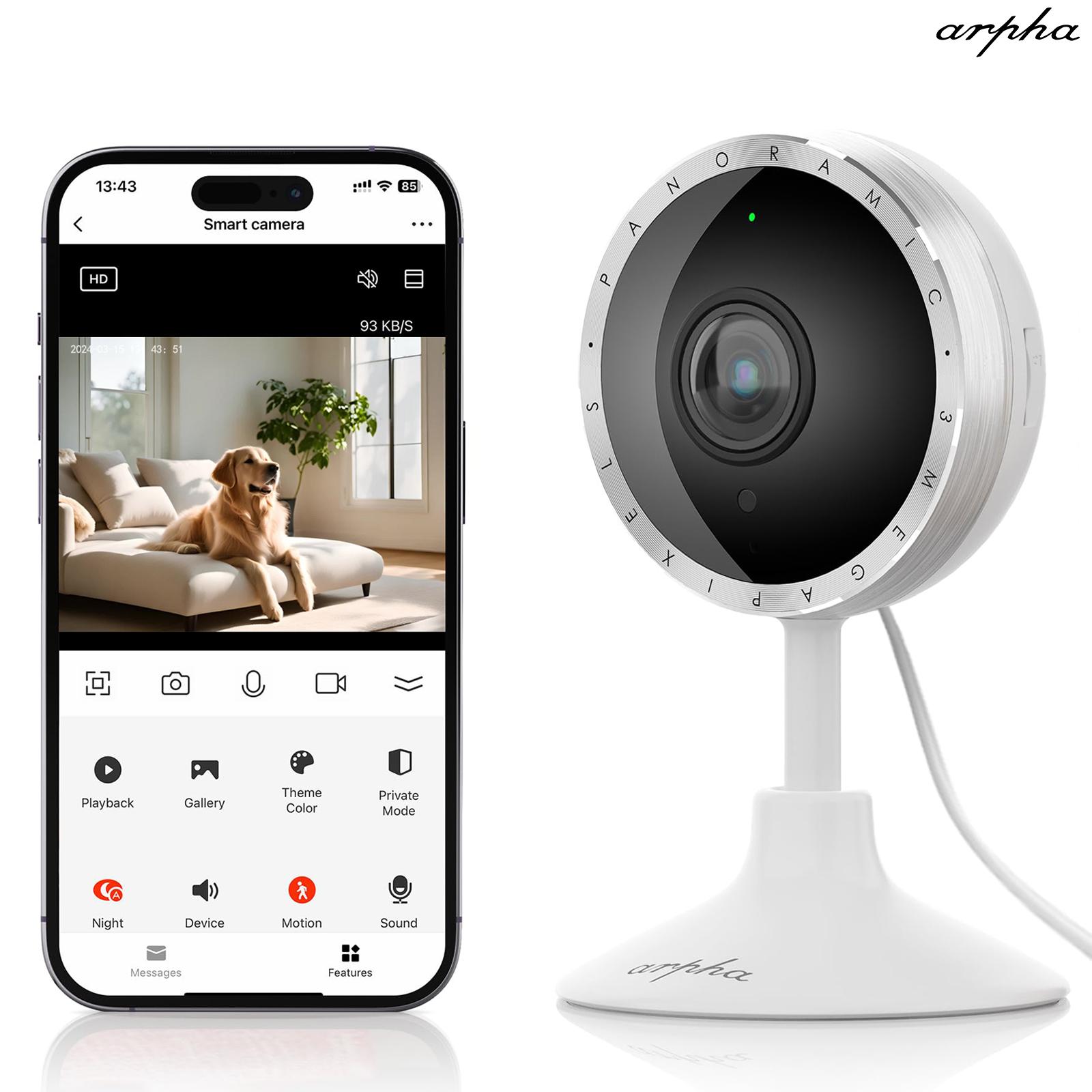 Внутрішня камера безпеки 2K Arpha P160 Wi-Fi Домашня камера Виявлення звуку PIR Виявлення руху Нічне бачення 130° 2-стороннє аудіо
Внутрішня камера безпеки 2K Arpha P160 Wi-Fi Домашня камера Виявлення звуку PIR Виявлення руху Нічне бачення 130° 2-стороннє аудіо