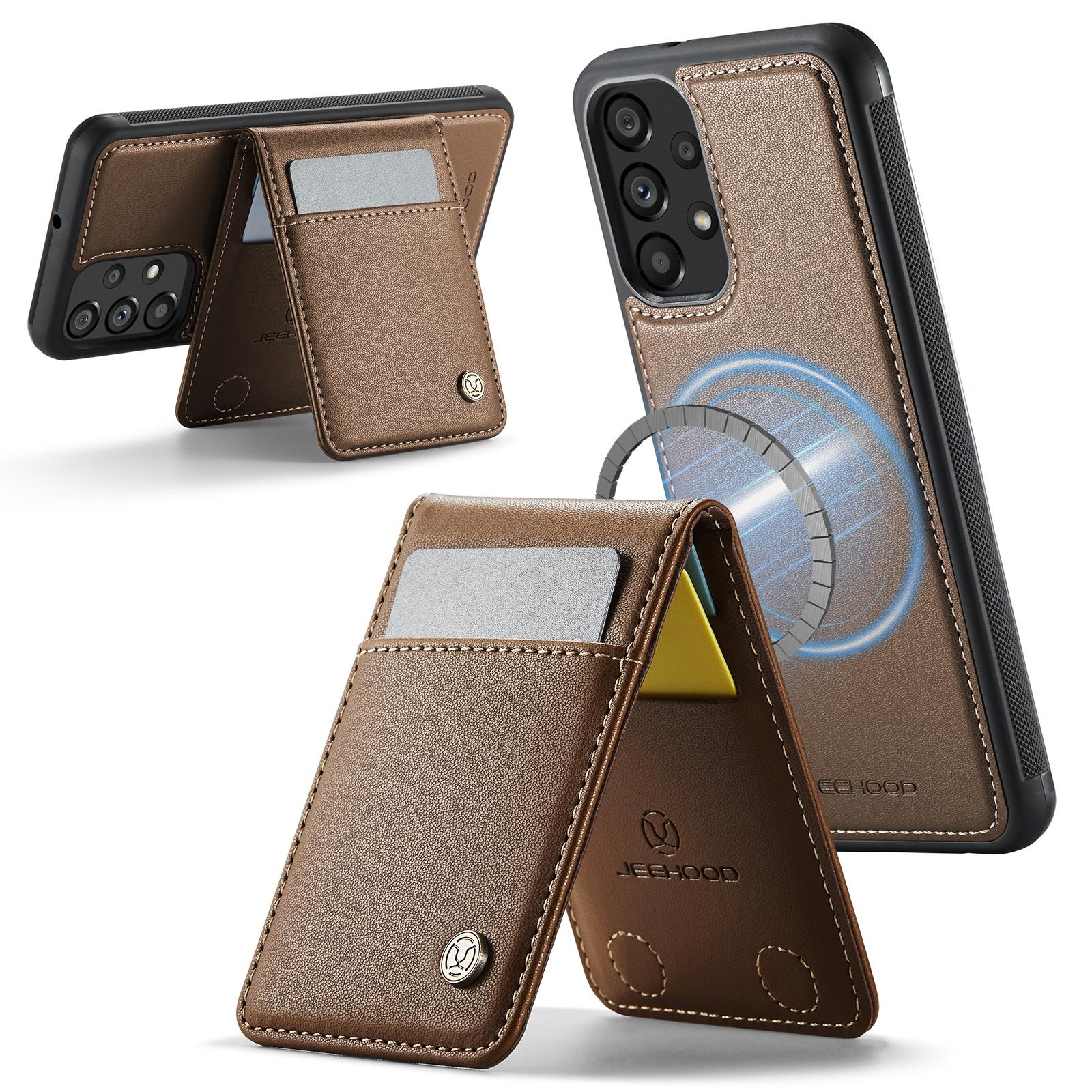 For Samsung Galaxy A23 5G (Global Version)/Galaxy A23 4G Leather Back Cover Compatible with MagSafe JEEHOOD J06 Phone Case with Card Bag RFID Blocking Brown
For Samsung Galaxy A23 5G (Global Version)/Galaxy A23 4G Leather Back Cover Compatible with MagSafe JEEHOOD J06 Phone Case with Card Bag RFID Blocking Brown