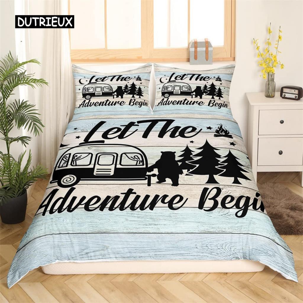 Camping Quilt Cover Package Cartoon Camper Comforter Cover Old Barn Door Bed Linen Package Cowboys Wooden Farmhouse Style for Kids Decor EU single(135x200cm)
Camping Quilt Cover Package Cartoon Camper Comforter Cover Old Barn Door Bed Linen Package Cowboys Wooden Farmhouse Style for Kids Decor EU single(135x200cm)