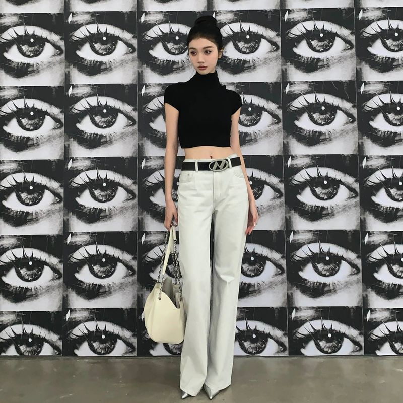 Retro Gray White High Waist Stylish Straight-leg Denim Pants L
Retro Gray White High Waist Stylish Straight-leg Denim Pants L