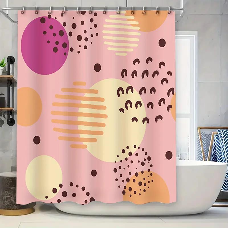 Modern Bathroom Decor: Pink Abstract Shower Curtain With Geometric Shapes Perfect For A Spa-Like Experience At Home! W60H190(CM)-1 Pcs
Modern Bathroom Decor: Pink Abstract Shower Curtain With Geometric Shapes Perfect For A Spa-Like Experience At Home! W60H190(CM)-1 Pcs
