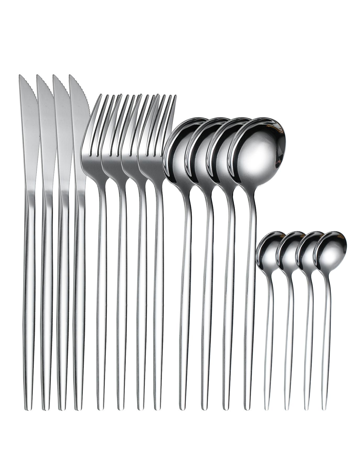 16PCS cutlery set stainless steel tableware knife and fork spoon teaspoon tableware package quality gold cutlery sets срібний
16PCS cutlery set stainless steel tableware knife and fork spoon teaspoon tableware package quality gold cutlery sets срібний