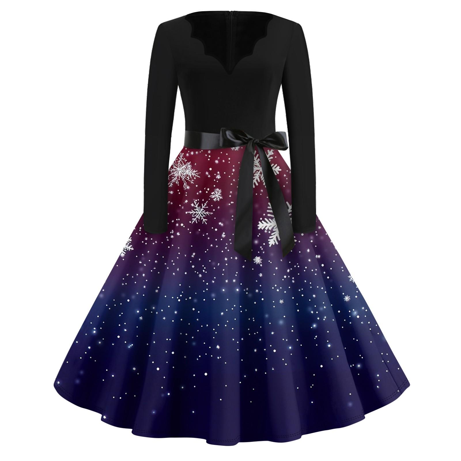 Рождественский принт расклешенное платье для женщин платье с длинным рукавом полые вечерние повседневные платья M
Рождественский принт расклешенное платье для женщин платье с длинным рукавом полые вечерние повседневные платья M