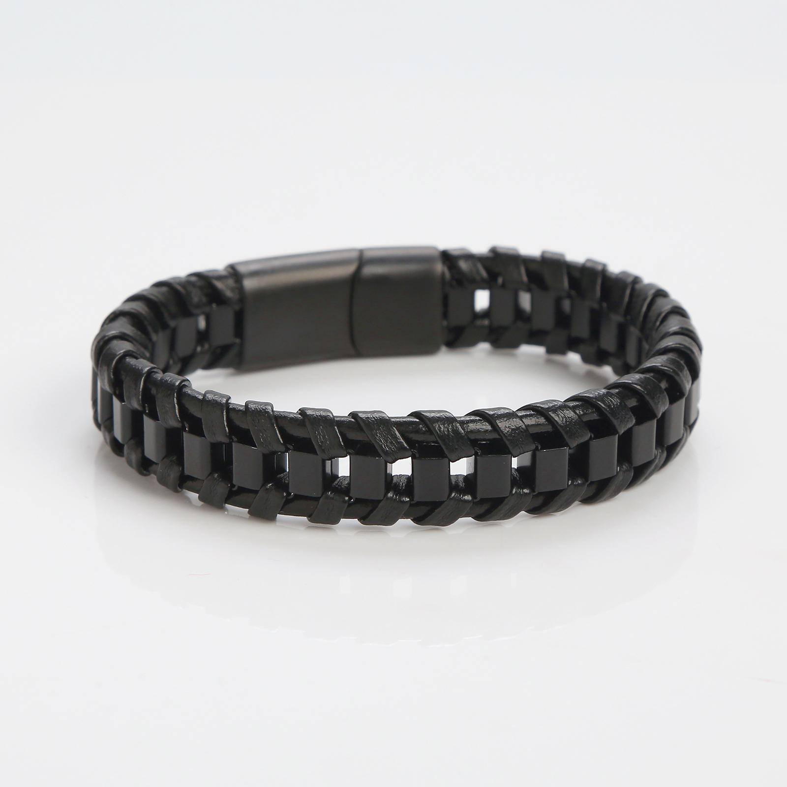 Classic Hand Woven Stainless Steel Leather Bracelets For Men Gold Black Color Charming Jewelry Punk Hip-Hop Bracelets Gift 22cm чорний
Classic Hand Woven Stainless Steel Leather Bracelets For Men Gold Black Color Charming Jewelry Punk Hip-Hop Bracelets Gift 22cm чорний