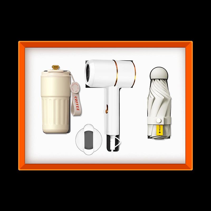 White Hair Dryer, Coffee Cup & Umbrella Gift Set
White Hair Dryer, Coffee Cup & Umbrella Gift Set