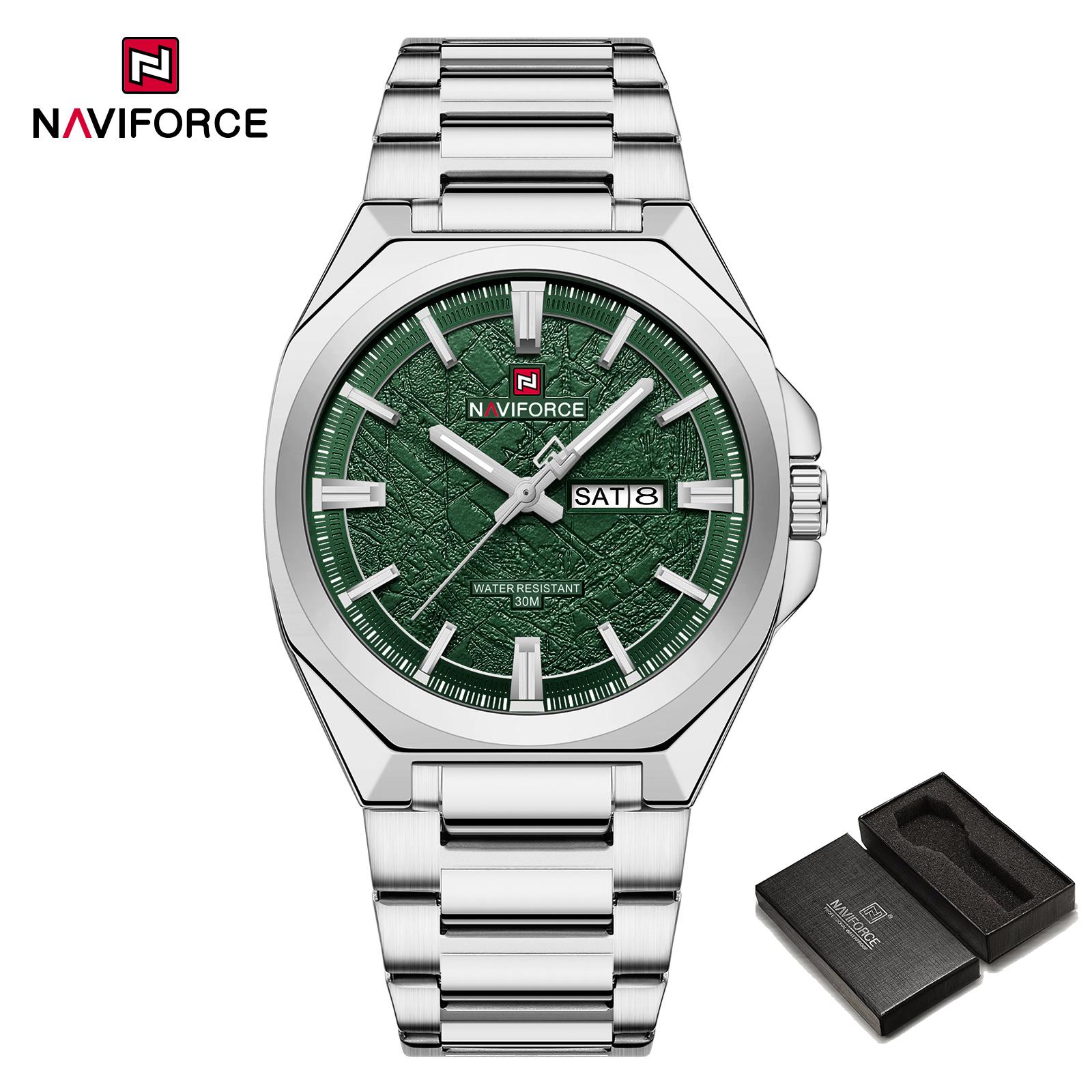 NAVIFORCE Original Men Fashion Watch Calendar Date Luminous Hands Simple Dial 30m Waterproof Stainless Steel Strap Men Business Watch NF9273 срібний/зелений
NAVIFORCE Original Men Fashion Watch Calendar Date Luminous Hands Simple Dial 30m Waterproof Stainless Steel Strap Men Business Watch NF9273 срібний/зелений
