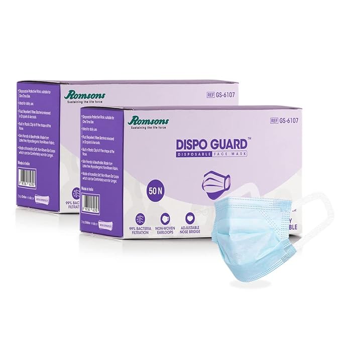 Romsons Dispo Guard 3-слойная одноразовая маска из мягчайшего нетканого материала
Romsons Dispo Guard 3-слойная одноразовая маска из мягчайшего нетканого материала