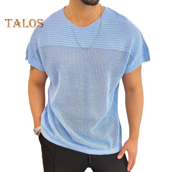 Мужские топы с круглым вырезом и коротким рукавом, однотонная футболка с вышивкой, трикотажные топы с сетчатым узором M синий
Мужские топы с круглым вырезом и коротким рукавом, однотонная футболка с вышивкой, трикотажные топы с сетчатым узором M синий