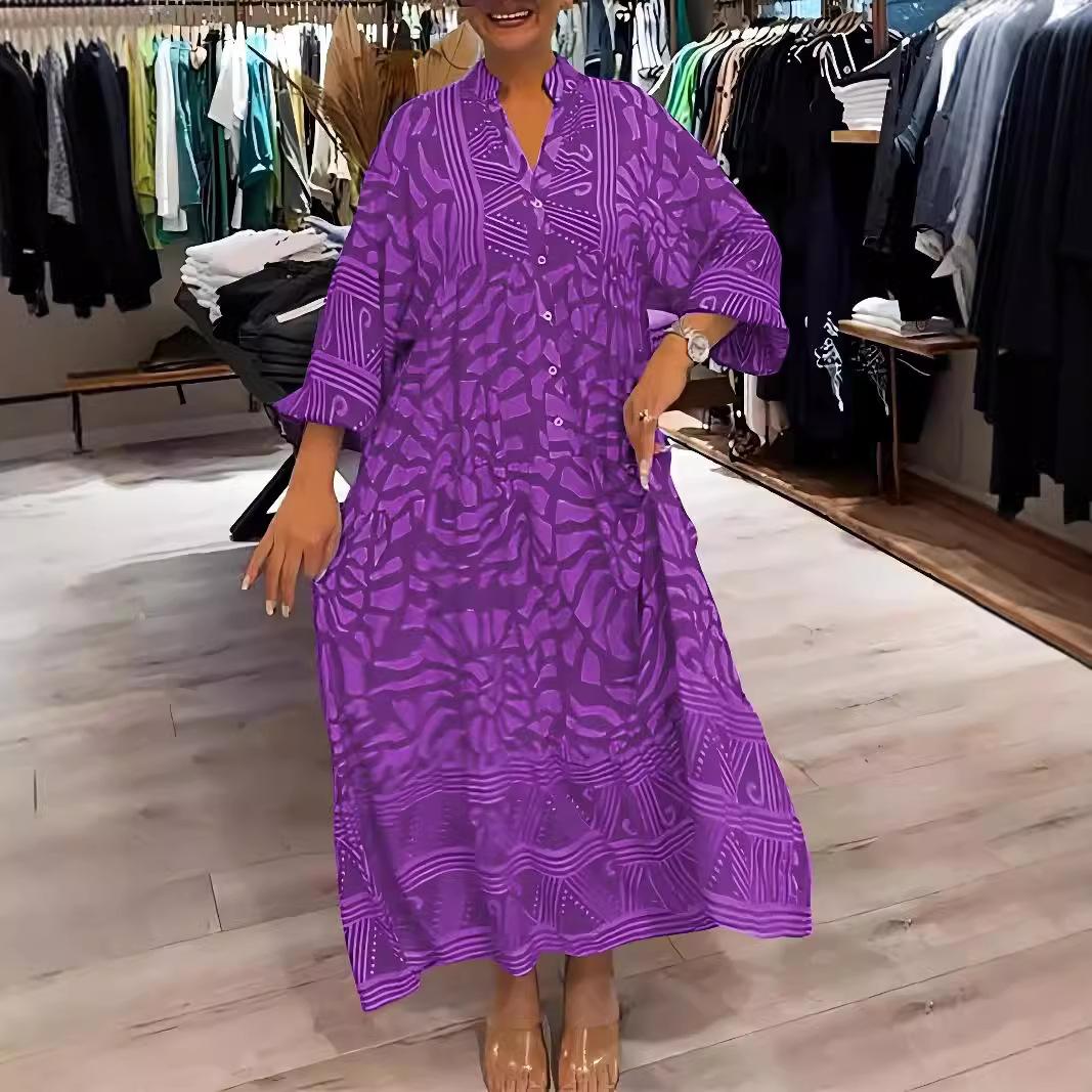 Women s Floral Print V-Neck Button Down Midi Dress with Flared Skirt 4XL темно-коричневого кольору
Women s Floral Print V-Neck Button Down Midi Dress with Flared Skirt 4XL темно-коричневого кольору