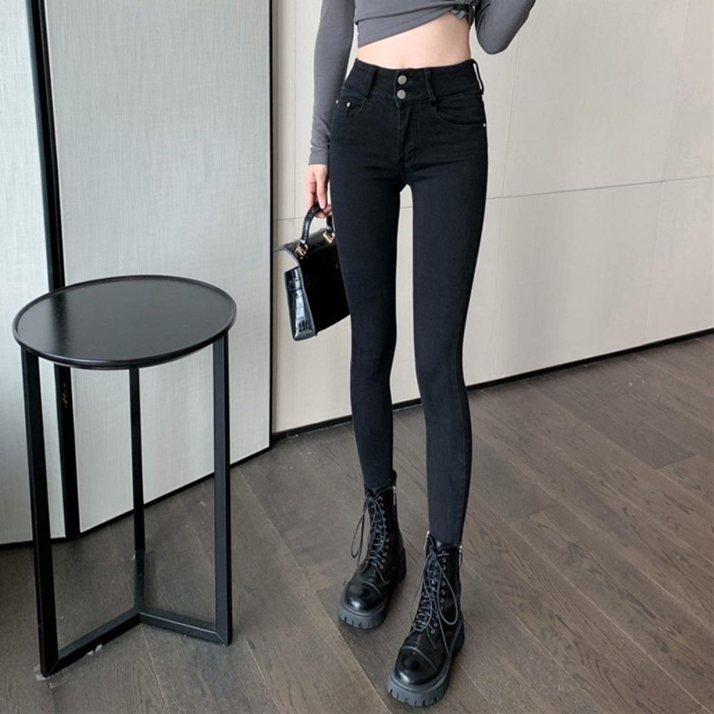 Тонкие и узкие джинсы с высокой посадкой, повседневные, осенне-зимние, женские, облегающие, с узкими штанинами, брюки-карандаш, брюки интернет-знаменитости, трендовые 32 чёрный
Тонкие и узкие джинсы с высокой посадкой, повседневные, осенне-зимние, женские, облегающие, с узкими штанинами, брюки-карандаш, брюки интернет-знаменитости, трендовые 32 чёрный