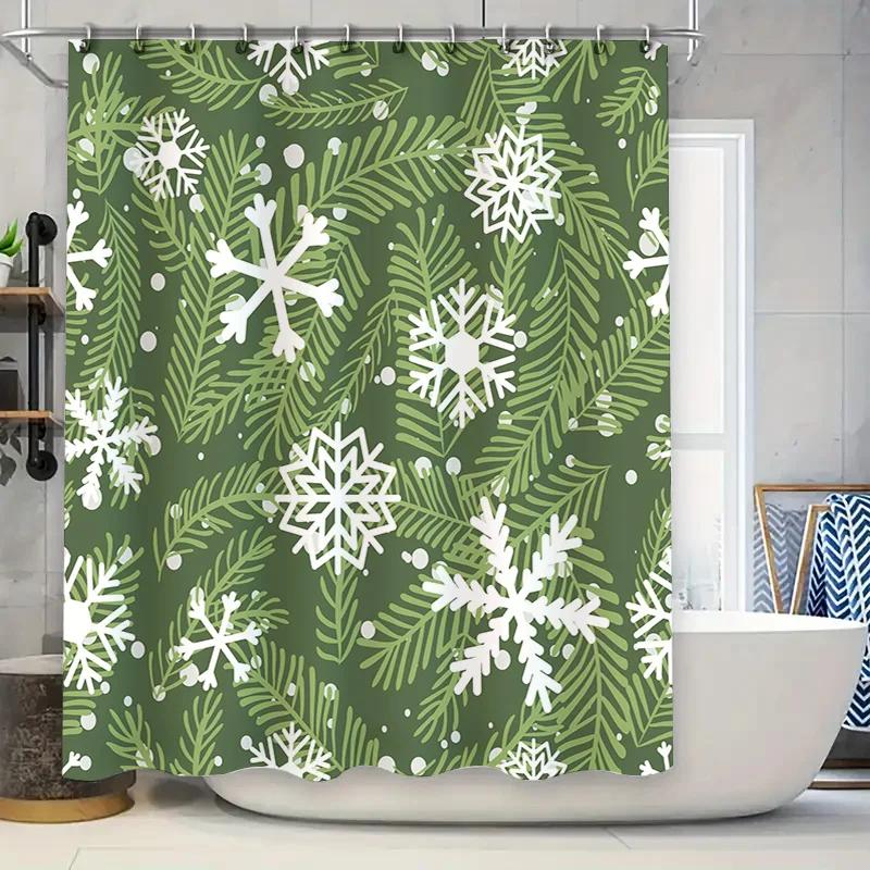 Snowflake Pine Leaf Shower Curtain Waterproof Bathroom Decor Winter Christmas Theme Home Decoration Set White Green Color (180X2 W60H190(CM)-1 Pcs
Snowflake Pine Leaf Shower Curtain Waterproof Bathroom Decor Winter Christmas Theme Home Decoration Set White Green Color (180X2 W60H190(CM)-1 Pcs