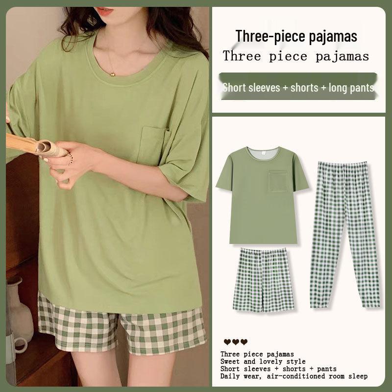 Жіночий літній піжамний набір-трійка: Повсякденний японський стиль, пуловер з круглим вирізом, можна носити назовні. Medium
Жіночий літній піжамний набір-трійка: Повсякденний японський стиль, пуловер з круглим вирізом, можна носити назовні. Medium