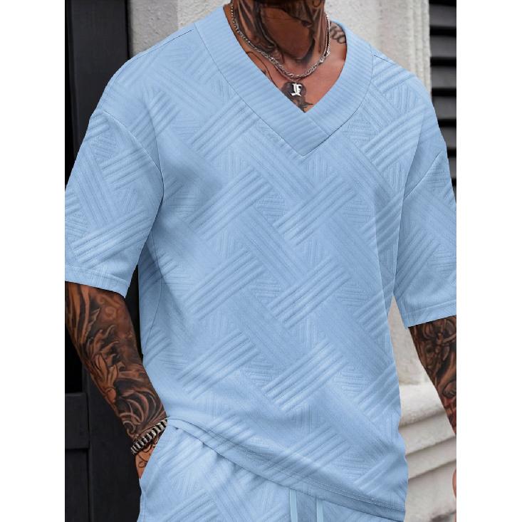 New Spring-Summer Men s Jacquard Solid Color V-Neck Casual Outdoor Versatile Short-Sleeve T-Shirt XXXL небо синє кольору
New Spring-Summer Men s Jacquard Solid Color V-Neck Casual Outdoor Versatile Short-Sleeve T-Shirt XXXL небо синє кольору