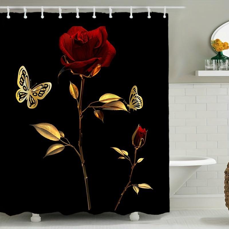 Red Roses And Butterflies Washable Dirt-Resistant Shower Curtain Shower Head Waterproof Polyester Bath Curtain For Home Decor W60H190(CM)-1 Pcs
Red Roses And Butterflies Washable Dirt-Resistant Shower Curtain Shower Head Waterproof Polyester Bath Curtain For Home Decor W60H190(CM)-1 Pcs