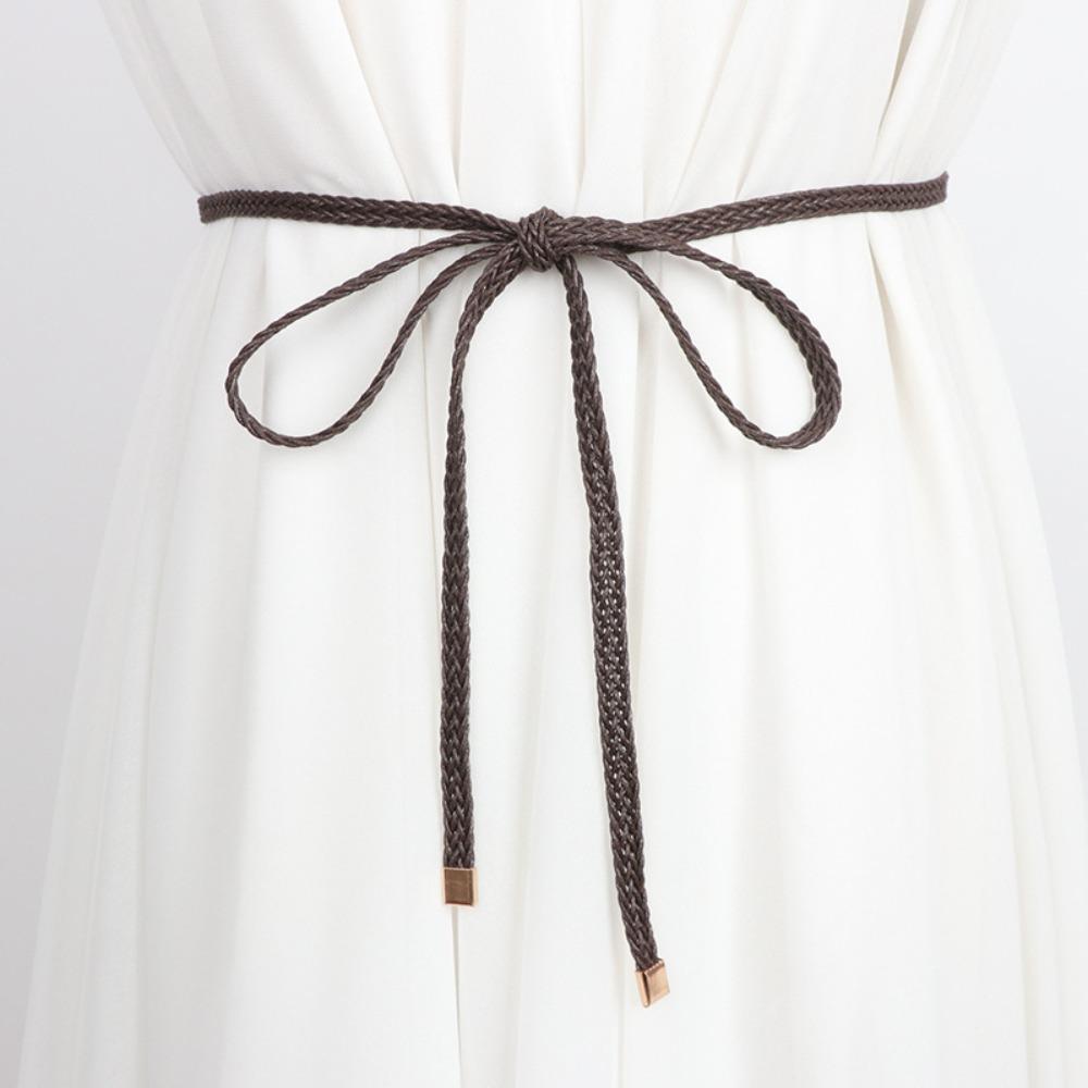 Solid Color Dress Slim Belt Weave Knotted Waist Belt Fashion Clothes Waistband Women кавовий
Solid Color Dress Slim Belt Weave Knotted Waist Belt Fashion Clothes Waistband Women кавовий