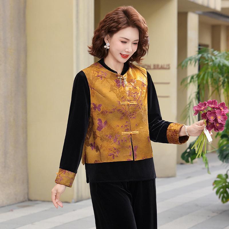 Gold Velvet Spring Suit: Three-Piece Set for Middle-Aged & Elderly Women, Suitable for Spring & Autumn 3XL (125-135 jin)
Gold Velvet Spring Suit: Three-Piece Set for Middle-Aged & Elderly Women, Suitable for Spring & Autumn 3XL (125-135 jin)
