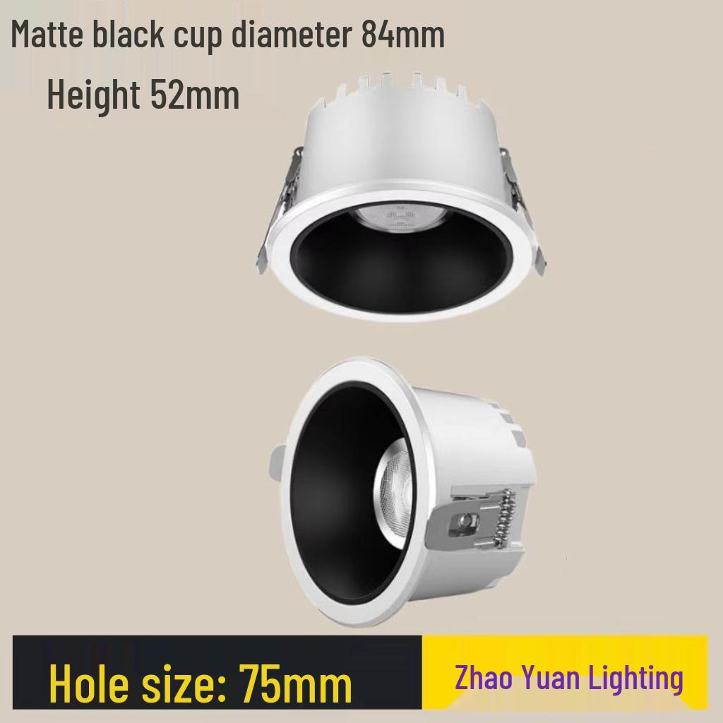 Deep Cup Anti-Glare LED Downlight, Full Spectrum, Flicker-Free, Wall Washer, Recessed Ceiling Light for Home Living Room. 8W Matte Black
Deep Cup Anti-Glare LED Downlight, Full Spectrum, Flicker-Free, Wall Washer, Recessed Ceiling Light for Home Living Room. 8W Matte Black