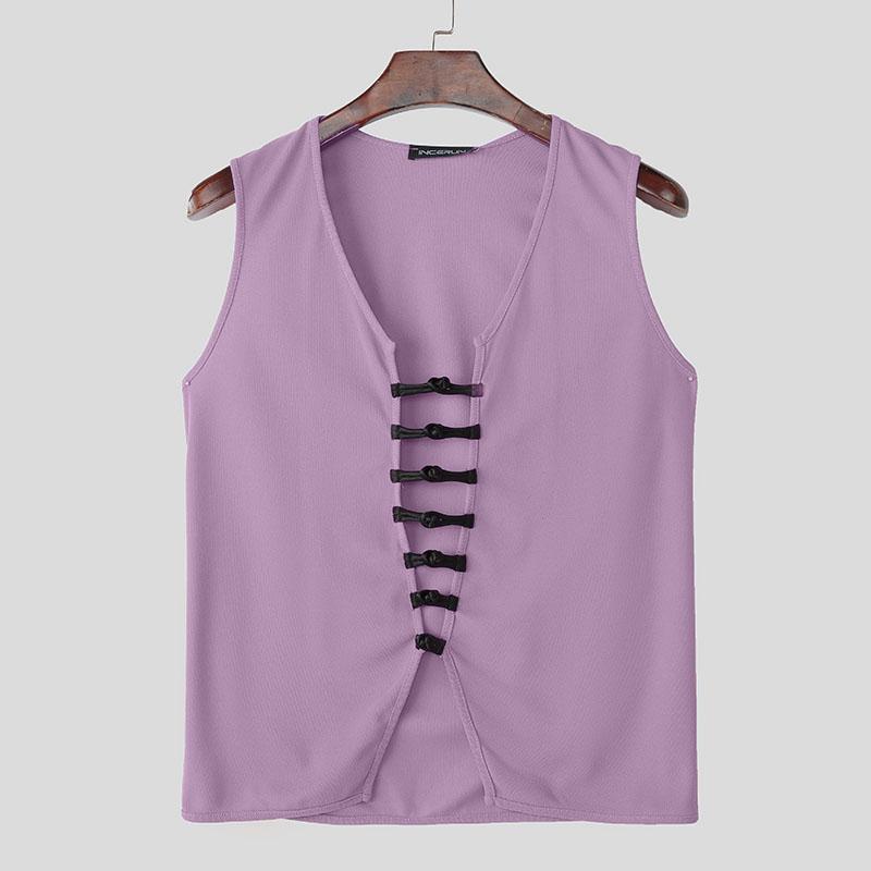 INCERUN Мужские Летние Майки с V-образным вырезом, без рукавов, с бандажной отделкой, с полым узором, нерегулярного кроя L фиолетовый
INCERUN Мужские Летние Майки с V-образным вырезом, без рукавов, с бандажной отделкой, с полым узором, нерегулярного кроя L фиолетовый