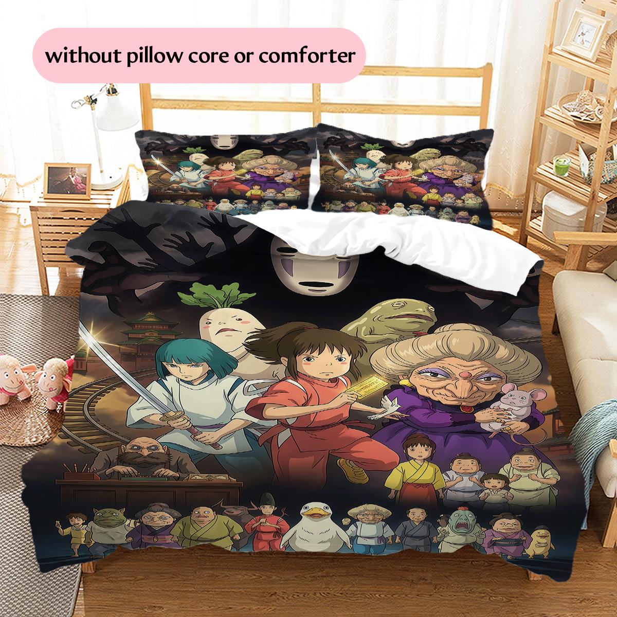 Spirited Away characters Pattern Bedding Quilt Set Home Decoration Gift (1 * duvet cover + 2 * pillowcase without core) 135x200cm
Spirited Away characters Pattern Bedding Quilt Set Home Decoration Gift (1 * duvet cover + 2 * pillowcase without core) 135x200cm