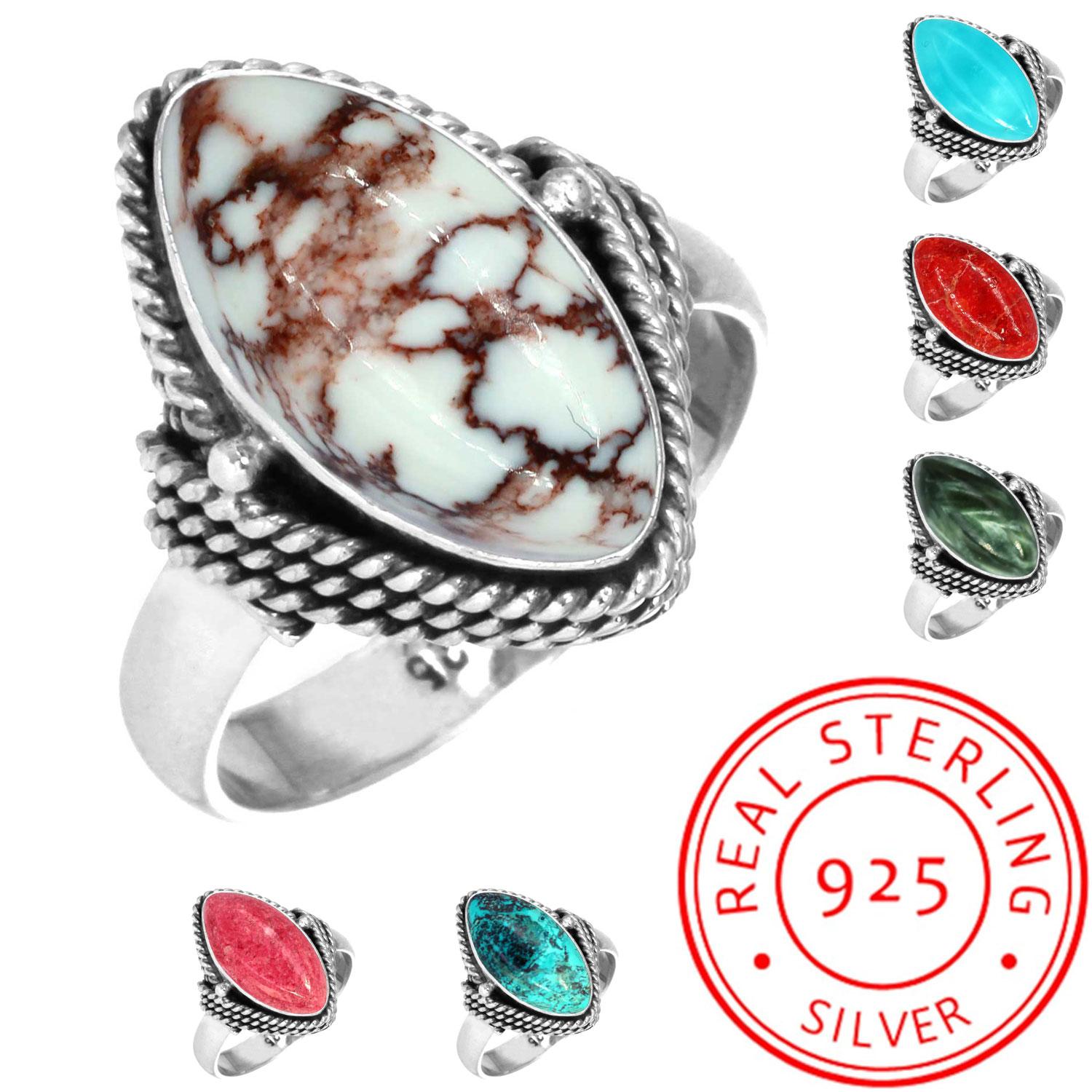 925 Sterling Silver Ring Women Gemstone Handmade Jewelry Easter Gift Smithsonite Sponge Coral Seraphinite Shattuckite Thulith Wild Horse Fashion 13
925 Sterling Silver Ring Women Gemstone Handmade Jewelry Easter Gift Smithsonite Sponge Coral Seraphinite Shattuckite Thulith Wild Horse Fashion 13