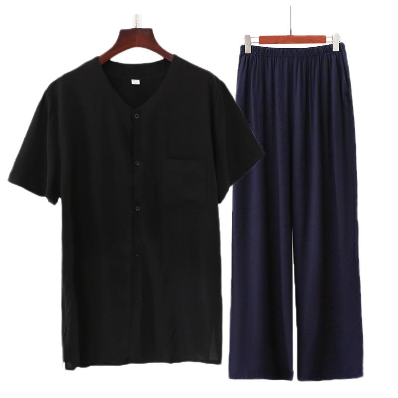 Cotton and silk short-sleeved cardigan men s middle-aged and elderly pajamas men s summer thin summer artificial cotton loungewear trousers 5XL
Cotton and silk short-sleeved cardigan men s middle-aged and elderly pajamas men s summer thin summer artificial cotton loungewear trousers 5XL