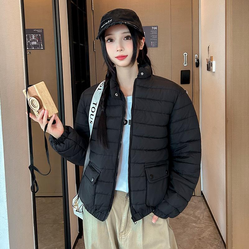 Зимняя новая короткая универсальная хлопковая одежда, Хлопковая одежда, Модные и повседневные хлопковые куртки в иностранном стиле, Женские куртки XXL чёрный