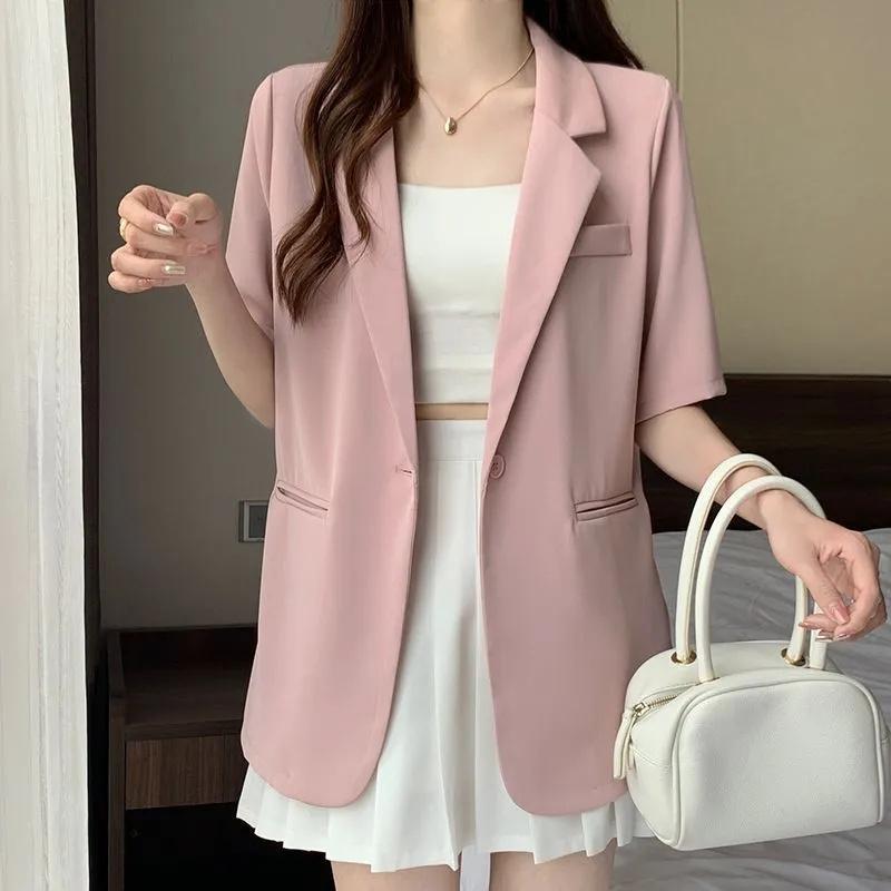 Female Short Sleeved Suit Coat Women Summer Loose Fitting Solid Color Blazer Jacket Ladies Korean Leisure Tops Outerwear S розовый
Female Short Sleeved Suit Coat Women Summer Loose Fitting Solid Color Blazer Jacket Ladies Korean Leisure Tops Outerwear S розовый