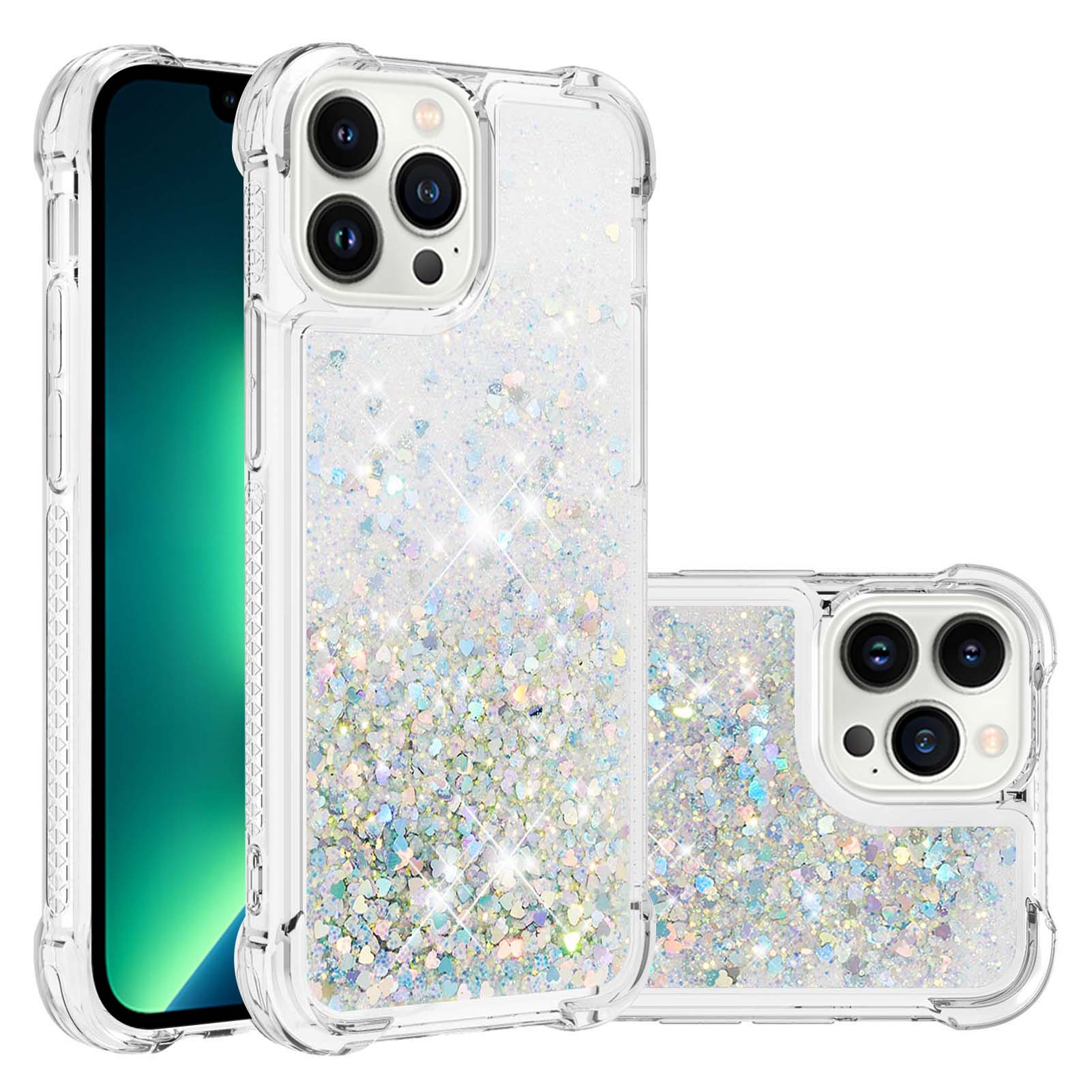 For iPhone 15 Pro Max TPU Case Glitter Quicksand Shockproof Phone Back Cover Silver/Hearts
For iPhone 15 Pro Max TPU Case Glitter Quicksand Shockproof Phone Back Cover Silver/Hearts