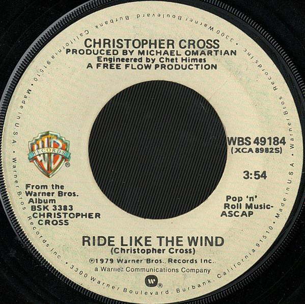 7inch Record CHRISTOPHER CROSS - Ride Like The Wind WBS49184 Warner Bros. Re 1980 US Rock Used
7inch Record CHRISTOPHER CROSS - Ride Like The Wind WBS49184 Warner Bros. Re 1980 US Rock Used