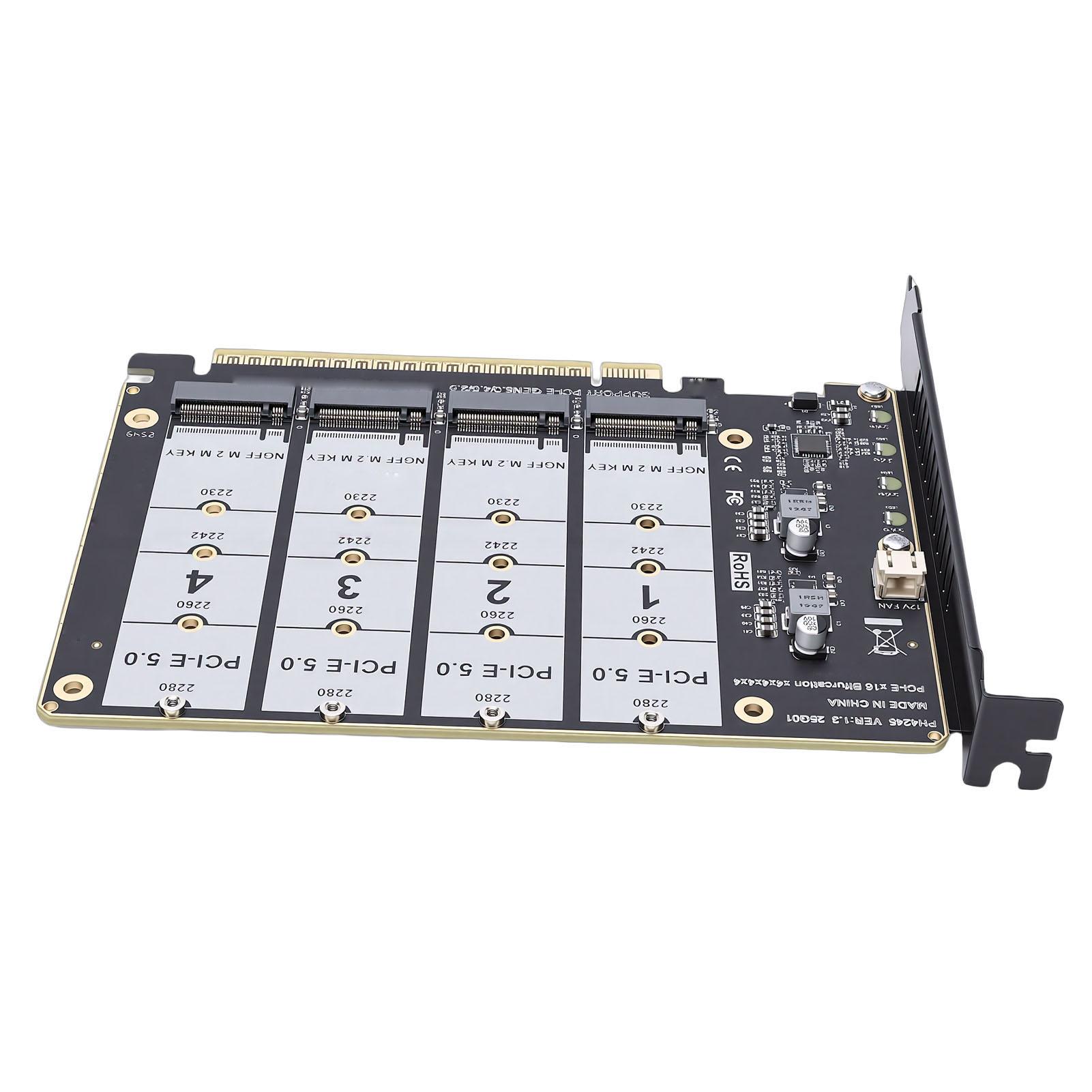M.2 PCIE 5.0 Adapter Card 4 Port M.2 NVMe SSD to PCIE X16 M Key Hard Drive Converter Reader PC Internal Expansion Card 4x128Gbps
M.2 PCIE 5.0 Adapter Card 4 Port M.2 NVMe SSD to PCIE X16 M Key Hard Drive Converter Reader PC Internal Expansion Card 4x128Gbps