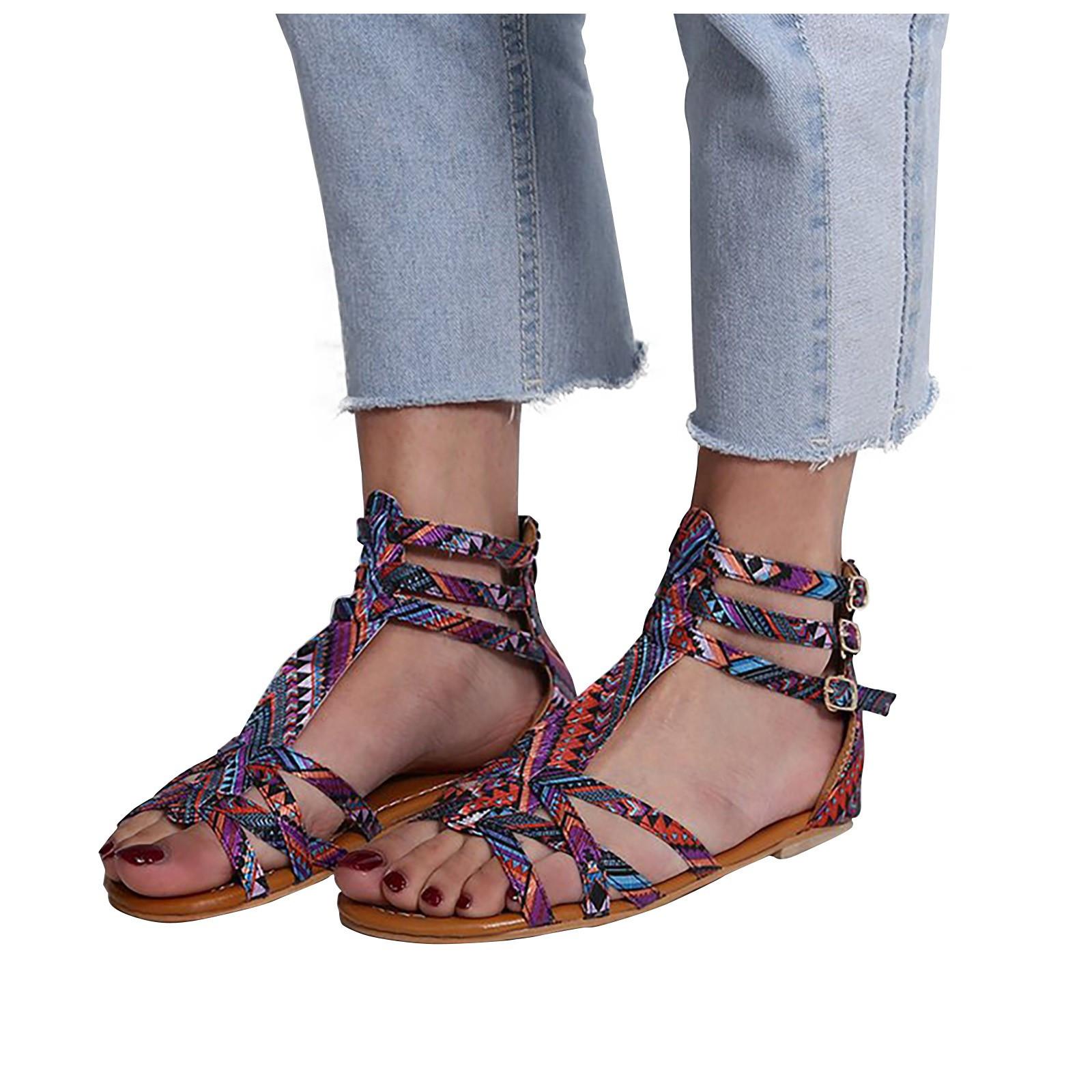 Summer Ethnic Flat Sandals Female Colorful Buckle Roman Sandals 39 фіолетовий
Summer Ethnic Flat Sandals Female Colorful Buckle Roman Sandals 39 фіолетовий