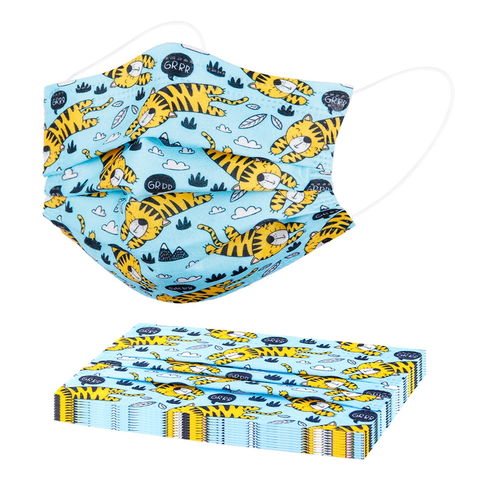 10 ШТ. Детские одноразовые маски для лица с милым принтом, 3-слойные