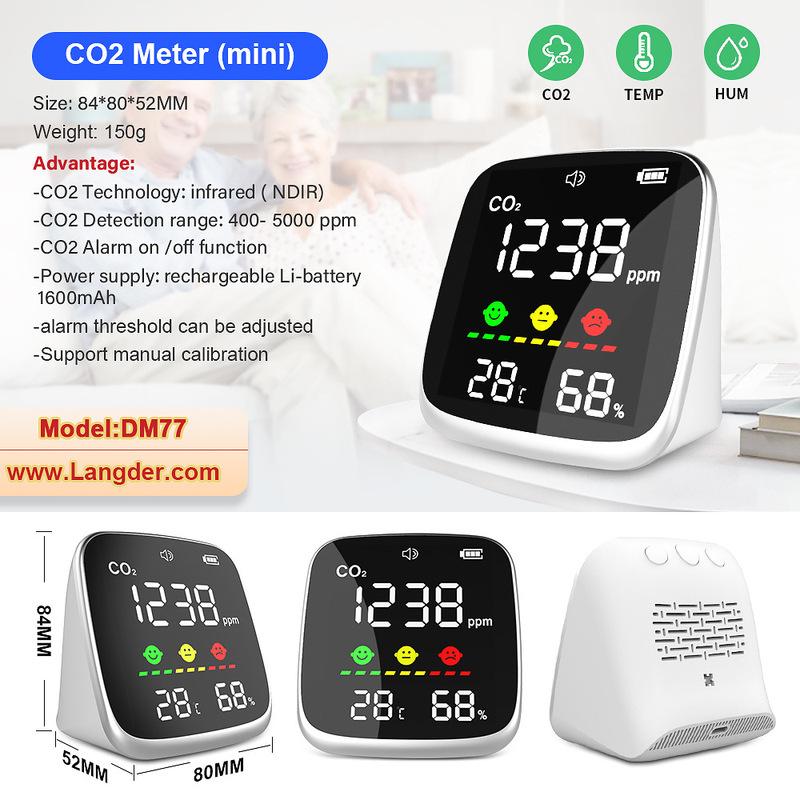 1pcs Carbon dioxide detector mini temperature and humidity meter air quality detector CO2 Monitor 1pcs
1pcs Carbon dioxide detector mini temperature and humidity meter air quality detector CO2 Monitor 1pcs