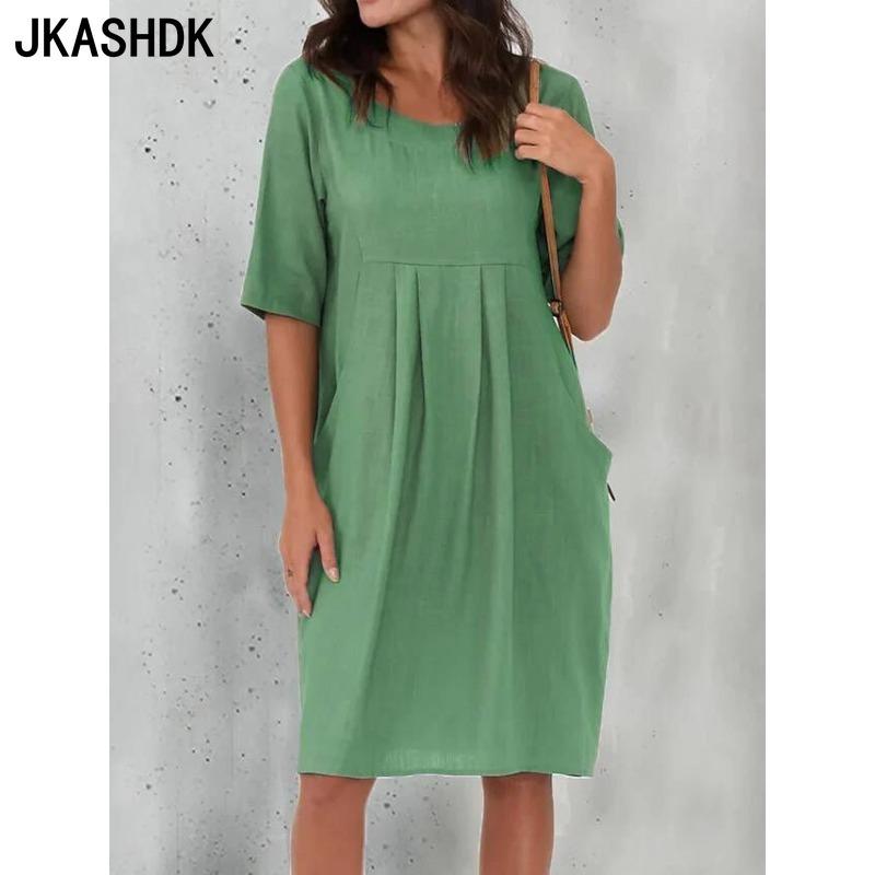 JKASHDK Women s Fashion Summer Spring Solid Color Print 1/2 Sleeves U-Neck Loose Waistline Casual Dresses XXXXXL сірий колір
JKASHDK Women s Fashion Summer Spring Solid Color Print 1/2 Sleeves U-Neck Loose Waistline Casual Dresses XXXXXL сірий колір