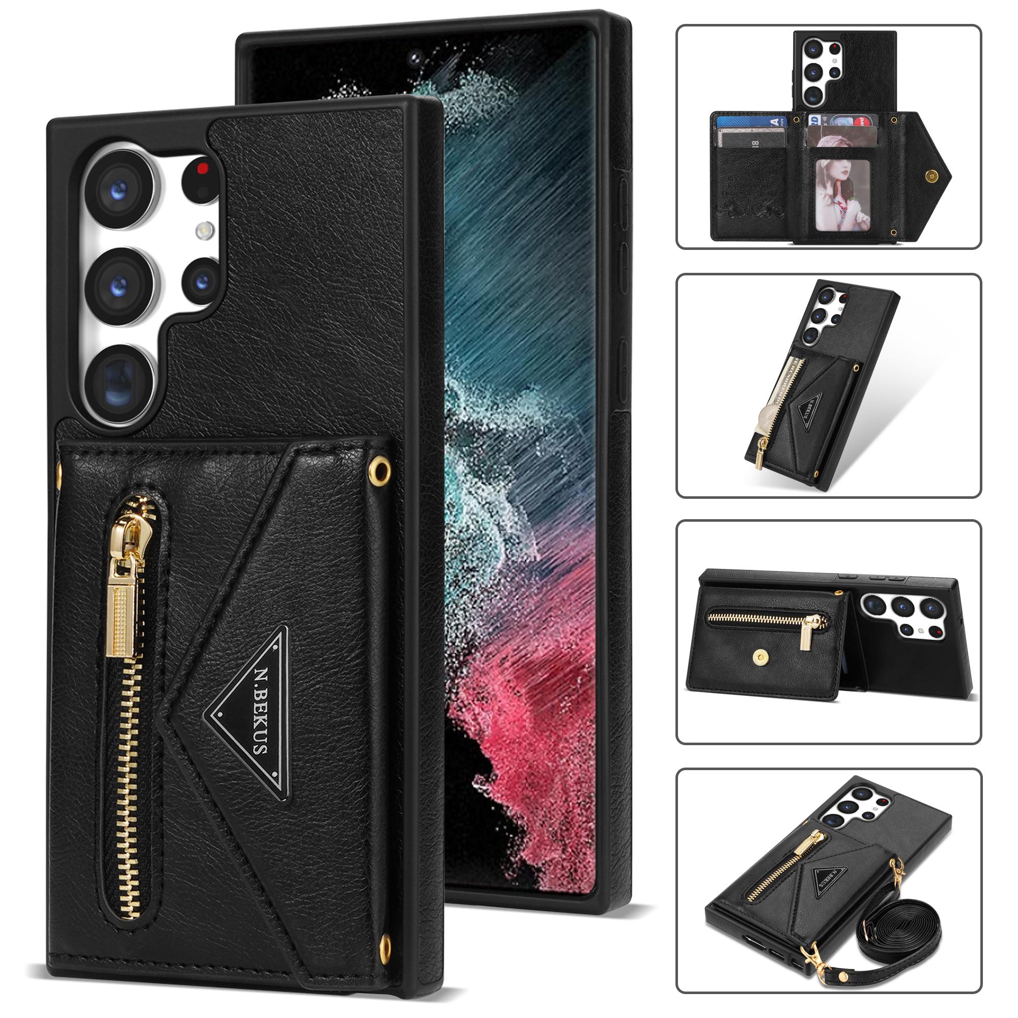N.BEKUS For Samsung Galaxy S24 Ultra Phone Case Zipper Card Holder Cover with Shoulder Strap Black
N.BEKUS For Samsung Galaxy S24 Ultra Phone Case Zipper Card Holder Cover with Shoulder Strap Black