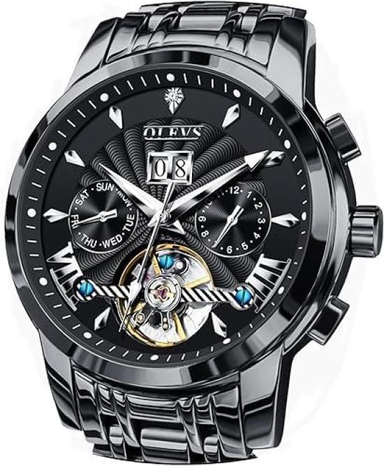 OLEVS Automatic Manual Wind Mechanical Brand Stainless Business Watch for Men Men s & Watch, Fashionable, Waterproof, Luminous, Name, Steel, чорний
OLEVS Automatic Manual Wind Mechanical Brand Stainless Business Watch for Men Men s & Watch, Fashionable, Waterproof, Luminous, Name, Steel, чорний