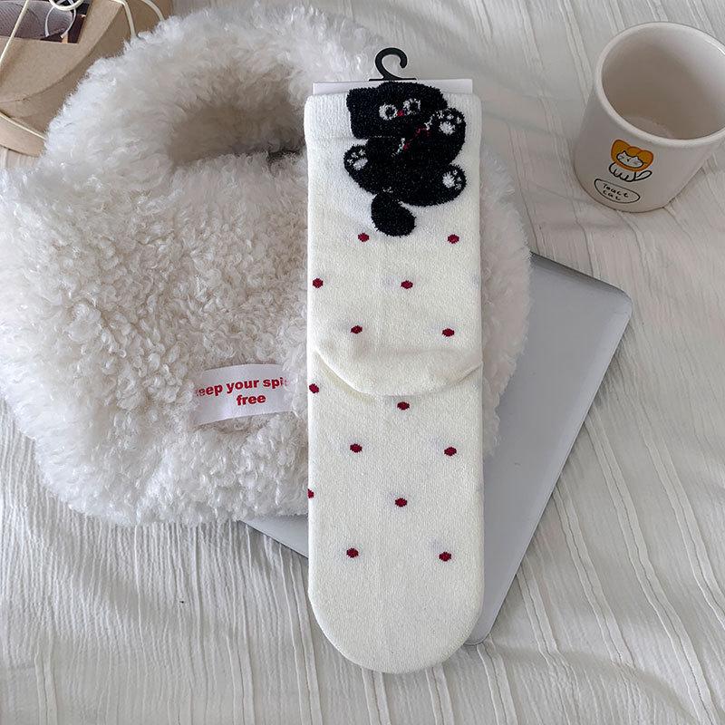 Women s Retro Mid-Calf Japanese Style Cotton Socks - Cute Cat Polka Dots for Autumn and Winter белый
Women s Retro Mid-Calf Japanese Style Cotton Socks - Cute Cat Polka Dots for Autumn and Winter белый