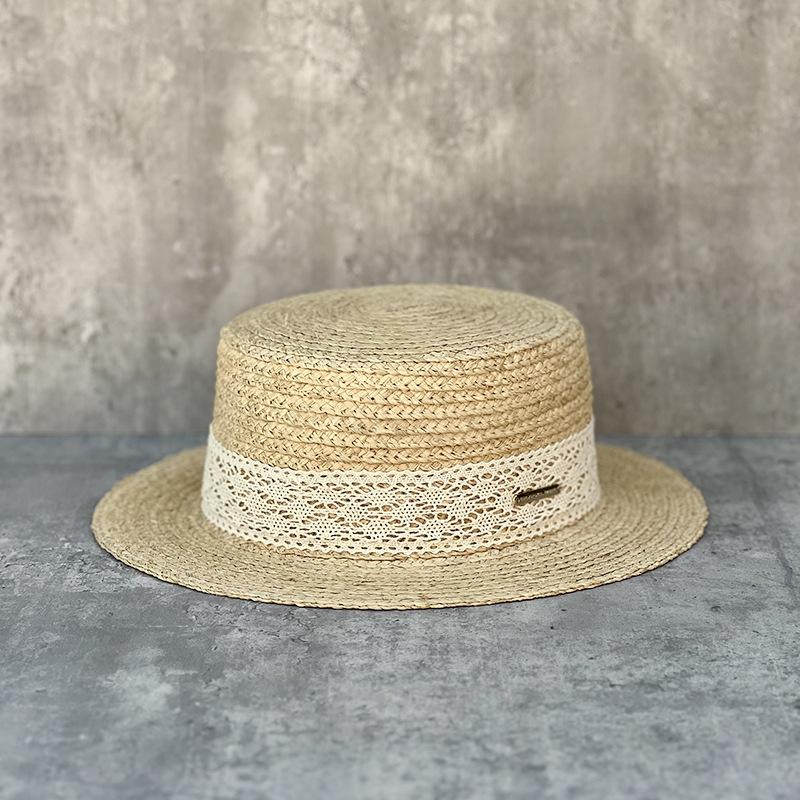 Summer Sweet Lace Decorative Lafite Straw Flat Top Straw Hat Women S Seaside Beach French Elegant British Top Hat M(56-58cm)
Summer Sweet Lace Decorative Lafite Straw Flat Top Straw Hat Women S Seaside Beach French Elegant British Top Hat M(56-58cm)