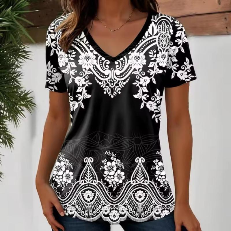 Summer Outdoor Casual Short Sleeve Tops Retro Street Flower 3D Print OverSize Women s Clothing Harajuku Wind Ladies V-neck T-shirt S
Summer Outdoor Casual Short Sleeve Tops Retro Street Flower 3D Print OverSize Women s Clothing Harajuku Wind Ladies V-neck T-shirt S
