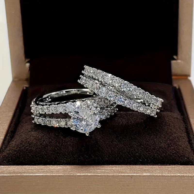 2pcs Set, 18K Golden Plated Copper Rings, Simple Style, Synthetic Cubic Zirconia, Bridal Wedding Engagement Rings for Women, Versatile Daily & Special 7
2pcs Set, 18K Golden Plated Copper Rings, Simple Style, Synthetic Cubic Zirconia, Bridal Wedding Engagement Rings for Women, Versatile Daily & Special 7