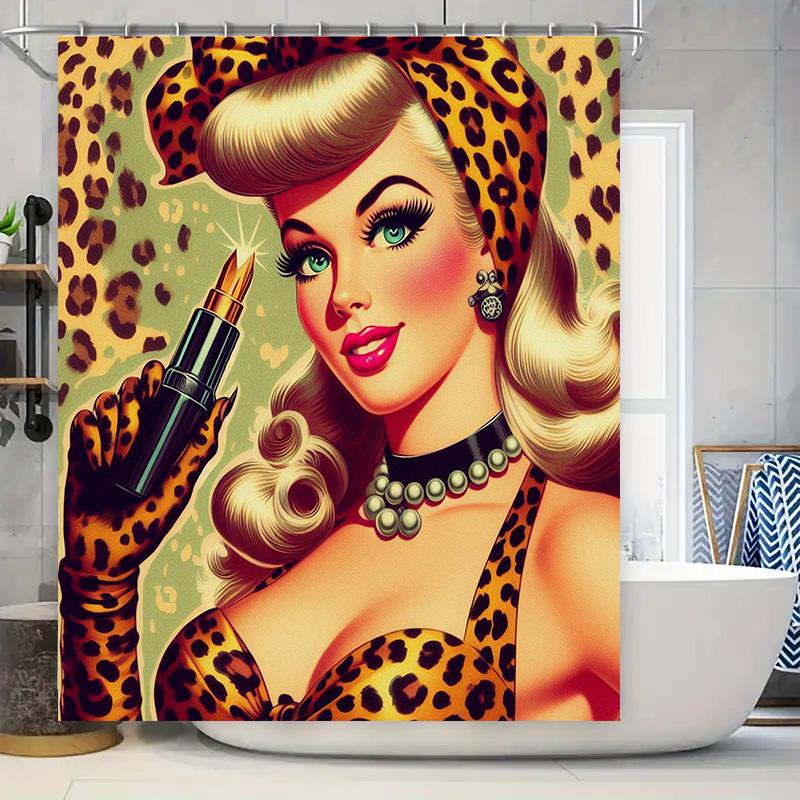 Vintage Pin Up Girl Cosmetics Shower Curtain Leopard Print Design For Bathroom Decorations W60H190(CM)-1 Pcs
Vintage Pin Up Girl Cosmetics Shower Curtain Leopard Print Design For Bathroom Decorations W60H190(CM)-1 Pcs