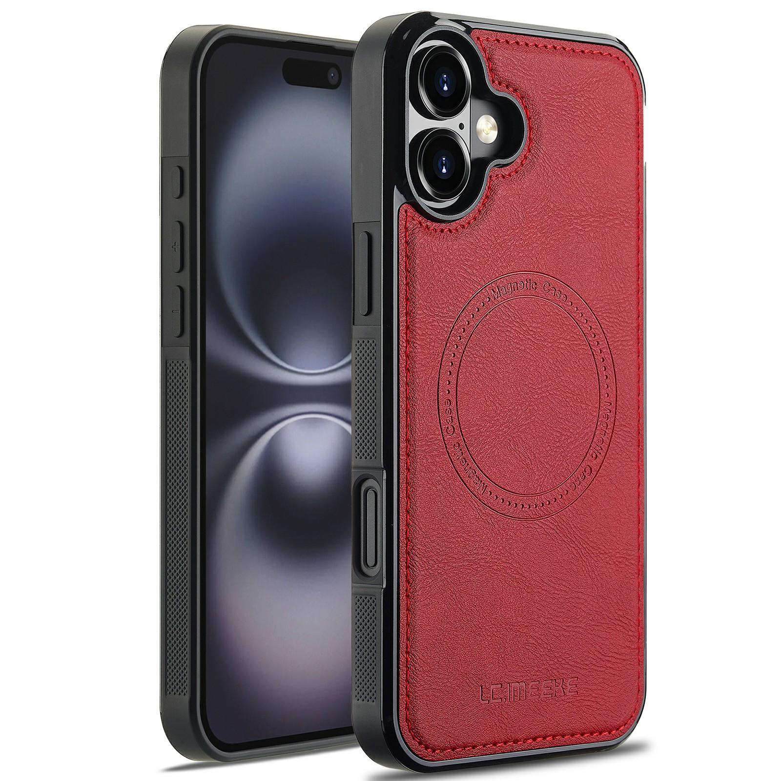 LC.IMEEKE For iPhone 16 Magnetic Case Compatible with MagSafe Leather+TPU Back Cover - Red
LC.IMEEKE For iPhone 16 Magnetic Case Compatible with MagSafe Leather+TPU Back Cover - Red