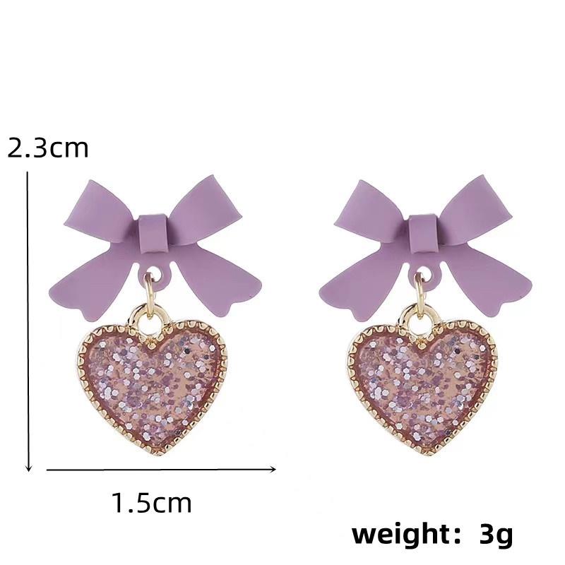 Trendy Purple Bowknot Frosted Sequin Heart Drop Earrings for Women Wedding Party Sweet Cute Korean Zircon Valentine s Day Gift
Trendy Purple Bowknot Frosted Sequin Heart Drop Earrings for Women Wedding Party Sweet Cute Korean Zircon Valentine s Day Gift