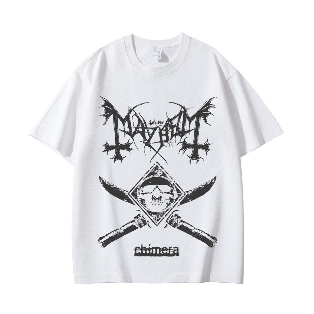 Punk Style Mayhem Norwegian Black Metal Band Print Shortsleeved Tshirt for Women Loosefitting Rock Top Summer Wear M
Punk Style Mayhem Norwegian Black Metal Band Print Shortsleeved Tshirt for Women Loosefitting Rock Top Summer Wear M