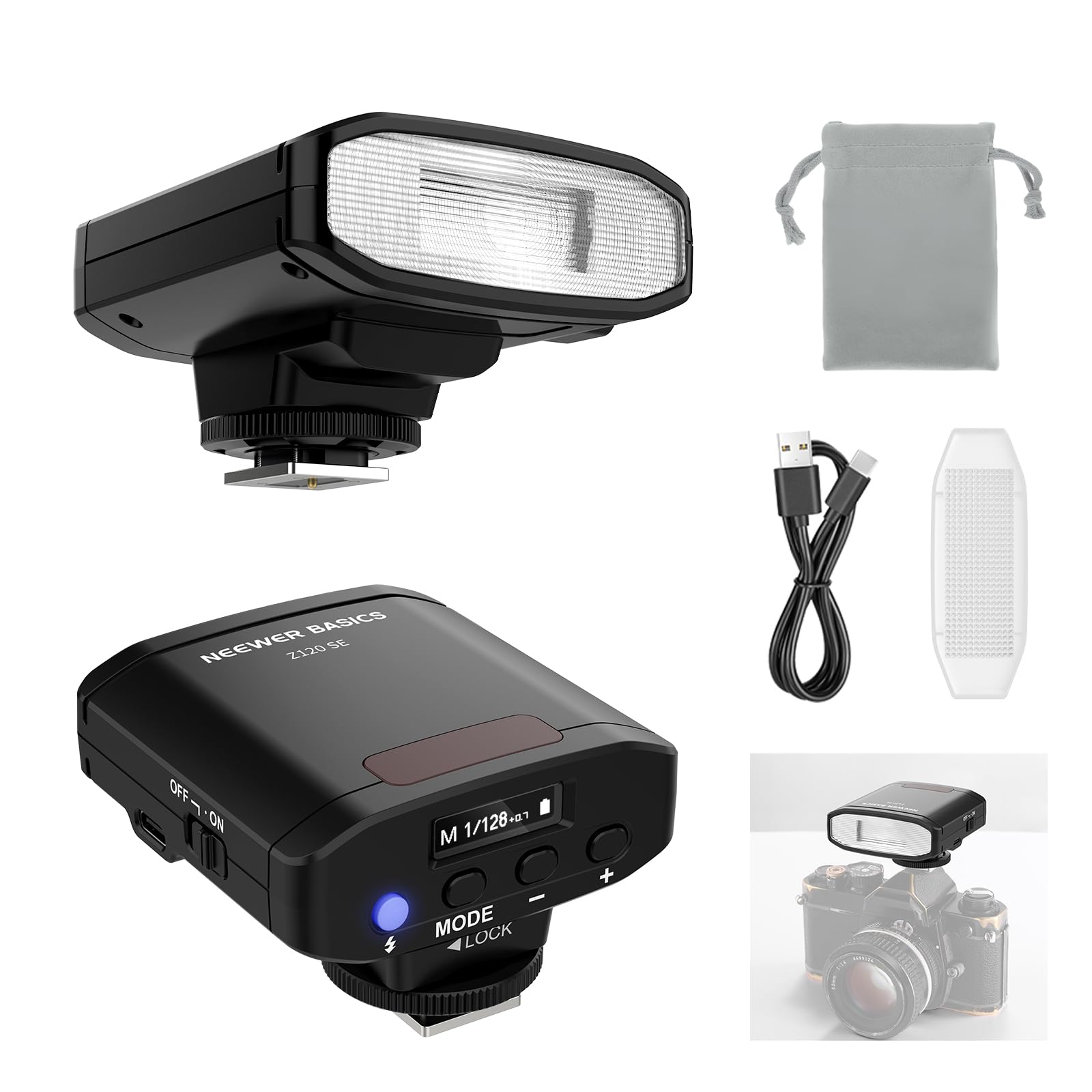 Neewer BASICS Mini Camera Flash Speedlight GN12 5600K 2000mAh Battery 500 Flashes Recycle Time 0.1-1.8 Seconds Hot Shoe Strobe Light for DSLR
Neewer BASICS Mini Camera Flash Speedlight GN12 5600K 2000mAh Battery 500 Flashes Recycle Time 0.1-1.8 Seconds Hot Shoe Strobe Light for DSLR