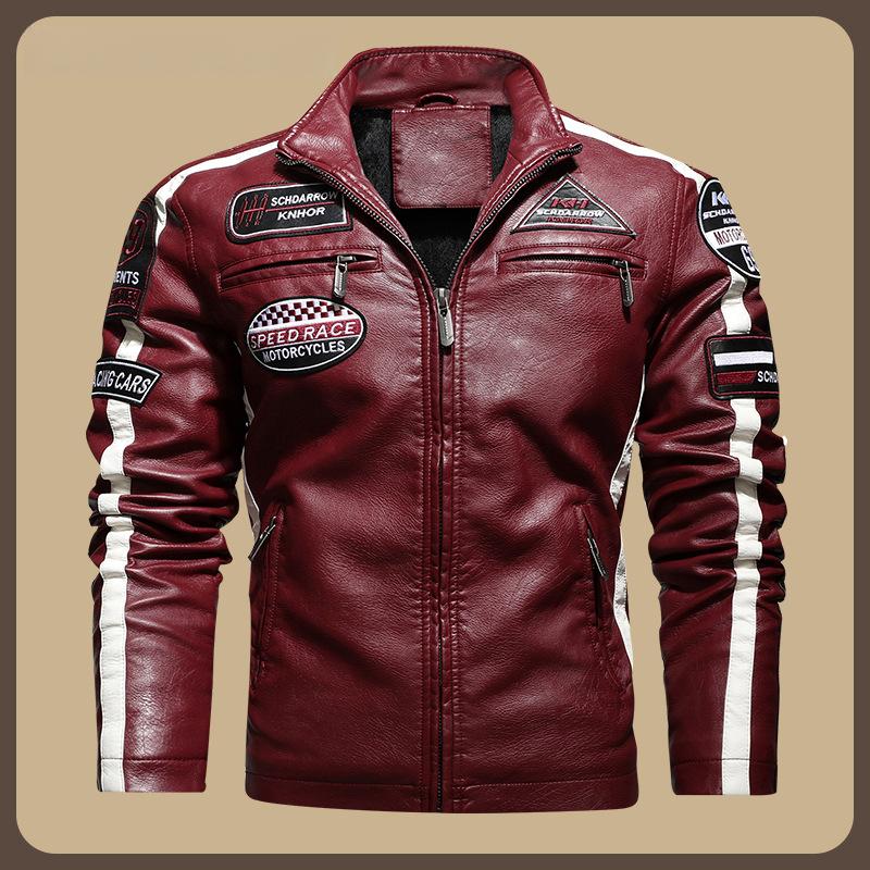 American Plus-Size Men S PU Jacket Motorcycle Racing Suit Men S Leather Jacket With Fleece Lining Thin Style With Logo And Contrasting Colors 3XL червоний
American Plus-Size Men S PU Jacket Motorcycle Racing Suit Men S Leather Jacket With Fleece Lining Thin Style With Logo And Contrasting Colors 3XL червоний