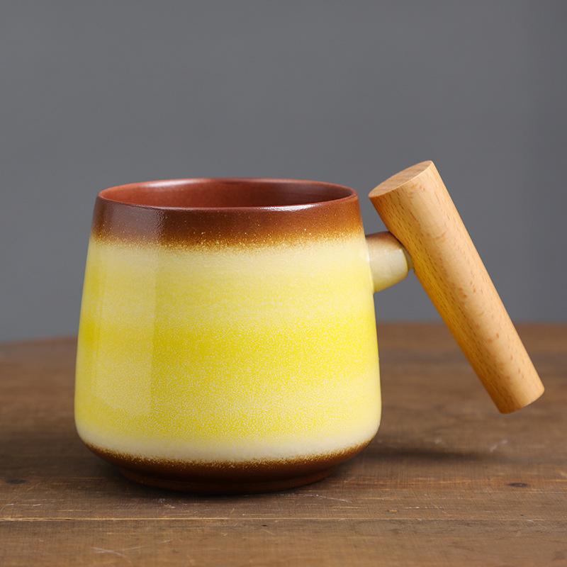 Wooden handle coffee cup ceramic high value mug retro kiln change water cup latte cup ins wind 350ml
Wooden handle coffee cup ceramic high value mug retro kiln change water cup latte cup ins wind 350ml