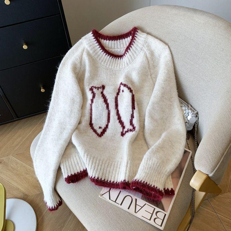 Женский свитер с рыбами Милые легкие свитера Свободный пуловер Вязаный топ с круглым вырезом и длинными рукавами Теплая осенняя вязаная одежда XL белый
Женский свитер с рыбами Милые легкие свитера Свободный пуловер Вязаный топ с круглым вырезом и длинными рукавами Теплая осенняя вязаная одежда XL белый