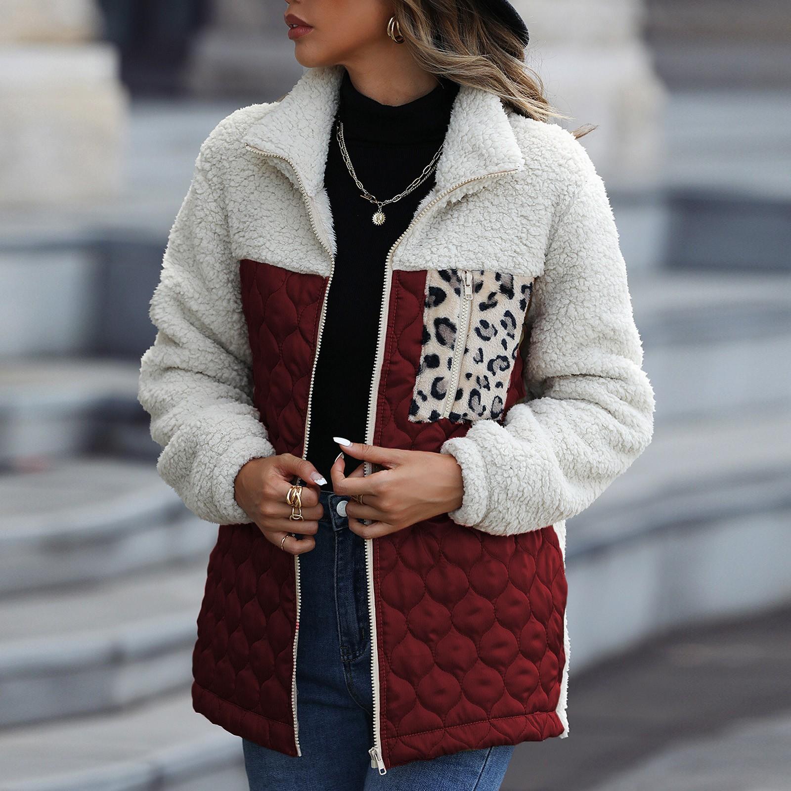 Women s Shaggy Coats Color Block Fashion Jacket Winter Zip Up Outwear S винний
Women s Shaggy Coats Color Block Fashion Jacket Winter Zip Up Outwear S винний