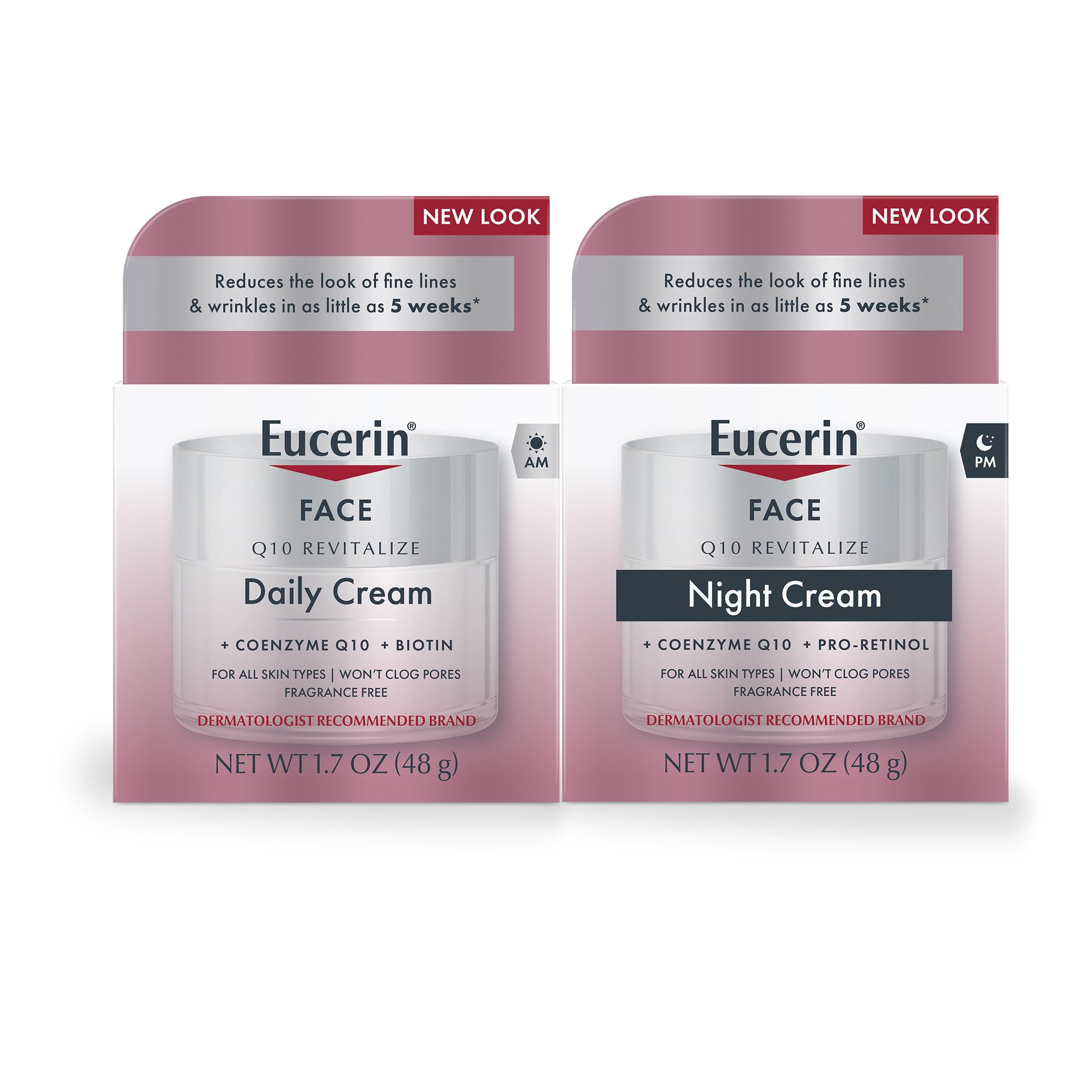 Eucerin Q10 Крем против морщин для лица Дневной крем и Ночной крем для унции в упаковке, для лица, 1,7 (Пакет 2)
Eucerin Q10 Крем против морщин для лица Дневной крем и Ночной крем для унции в упаковке, для лица, 1,7 (Пакет 2)